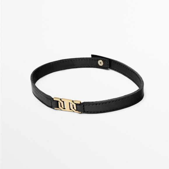 Massimo Dutti Black Leather Riding Boots with Removable Gold Detail - Picture 5 of 5